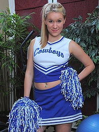 NuPornstars presents: Cheerleader Kristi Kay drops pompoms and gets naked