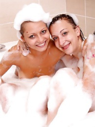 NuPornstars presents: Naughty sexy young chicks taking a hot bubble bath together