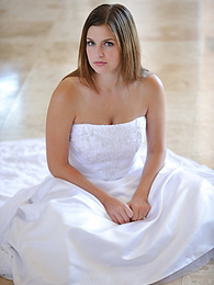 NuPornstars presents: Busty glamorous amateur Danielle models wedding gown indoors & by the pool