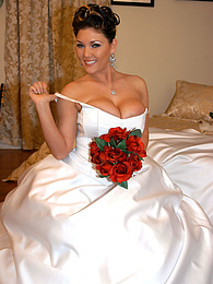 NuPornstars presents: Horny bride Claire Dames enjoys licking her big tits and fingering her pussy