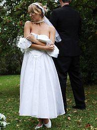 NuPornstars presents: Blonde bride Hayley Marie Coppin gets naked on a lawn while taking her vows