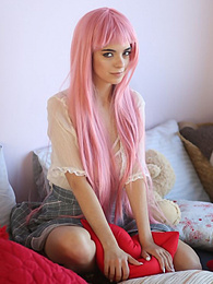 NuPornstars presents: Teen sweetheart with a long pink hair gets nude and flashes her gorgeous breasts and pussy